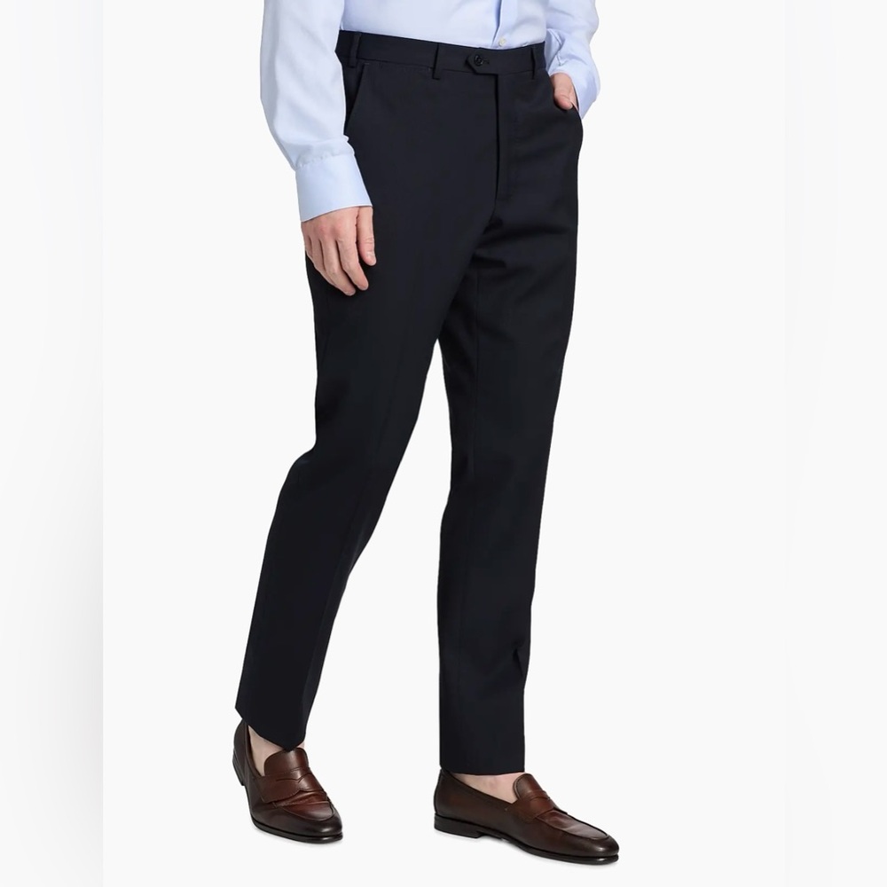 EMPORIO ARMANI Flat Front Wool Trousers‎ in Navy Size 48 US 32 $395 NWT